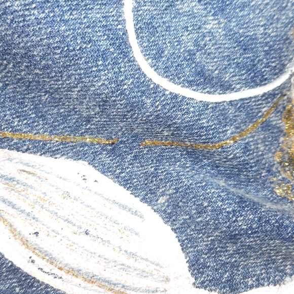 Unique VTG 80s Painted Bejeweled Blue Denim Jacket M L Lace Tuesdays Gift - Picture 5 of 15